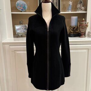 Athleta Black Full-Zip Merino Wool Blend Sweater Jacket – Size Small